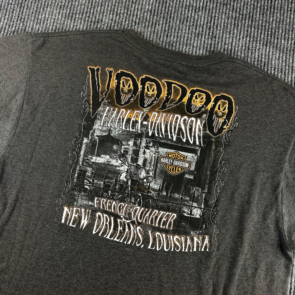 Harley Davidson Voodoo New Orleans T Shirt Mens XL Gray Short Sleeve 2013 2487